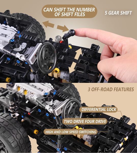 Радіокерований конструктор Jeep Wrangler 2096 деталей Mould King TS19008 фото
