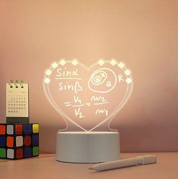 Акриловая светящаяся доска в форме сердца с маркером USB подсветка 3D ночник H12056 фото