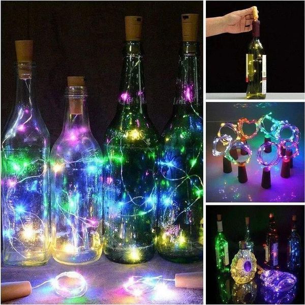 Светодиодная гирлянда для бутылки 2 метра 20 LED Разноцветная G03017 фото