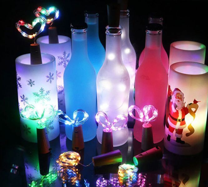 Светодиодная гирлянда для бутылки 2 метра 20 LED Разноцветная G03017 фото