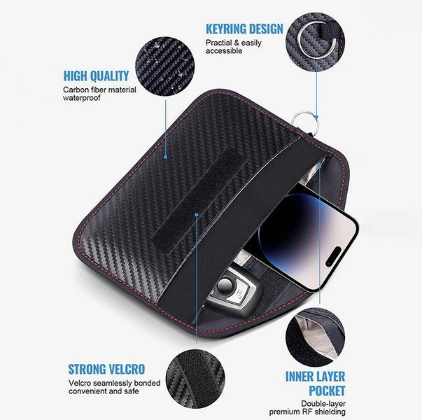 Захисний чохол Фарадея для телефону та ключів - блокувальник GSM/NFC/Bluetooth/Wi-Fi N1616 фото