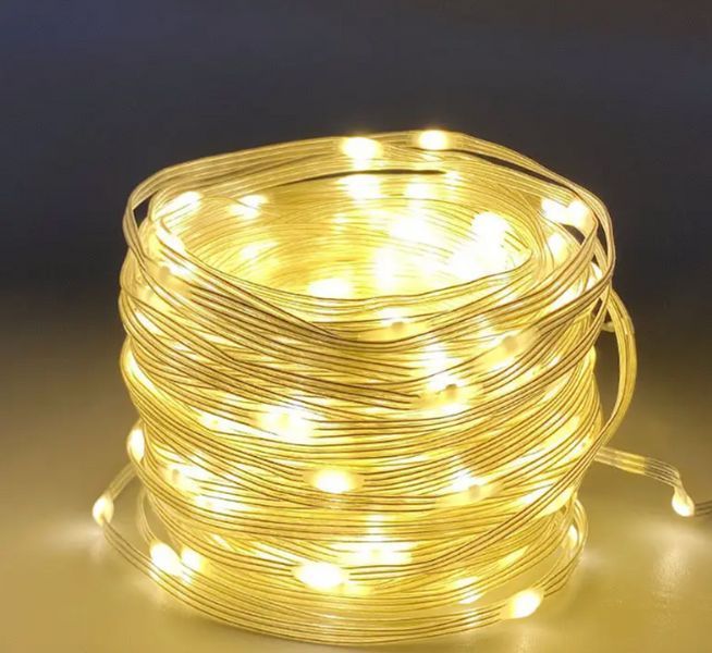 Гирлянда LED капли росы на солнечной батарее 40 м теплый белый цвет для улицы G03112 фото