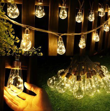 Садовая гирлянда 10м 20 LED тёплый свет с пультом на солнечной батарее G03116 фото