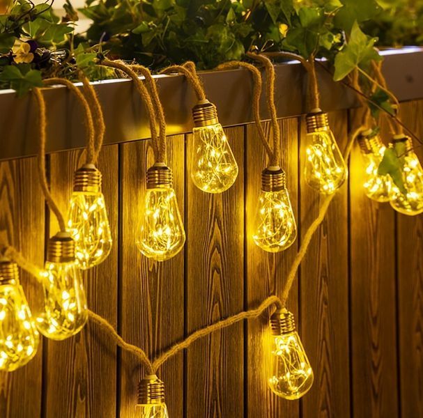 Садовая гирлянда 10м 20 LED тёплый свет с пультом на солнечной батарее G03116 фото