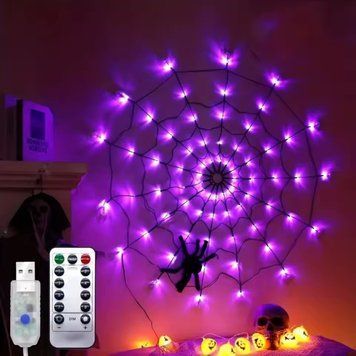 Фиолетовая светодиодная гирлянда сетка 70 LED с USB питанием и пультом G03118 фото