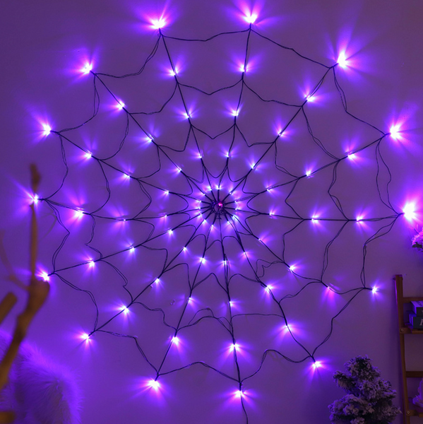 Фиолетовая светодиодная гирлянда паутина сетка 70 LED с USB питанием и пультом G03118 фото