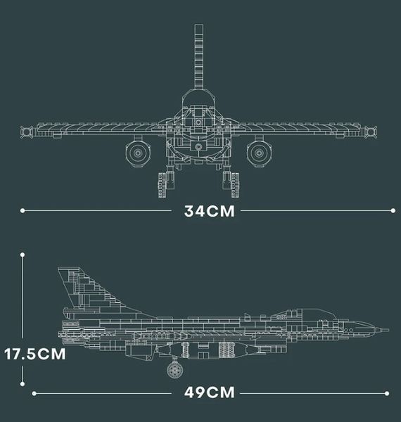 Конструктор Reobrix F16 Fighting Falcon 1427 деталей для дітей та колекціонерів TS19007Y фото