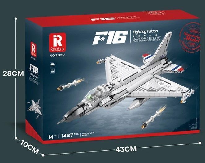 Конструктор Reobrix F16 Fighting Falcon 1427 деталей для дітей та колекціонерів TS19007Y фото