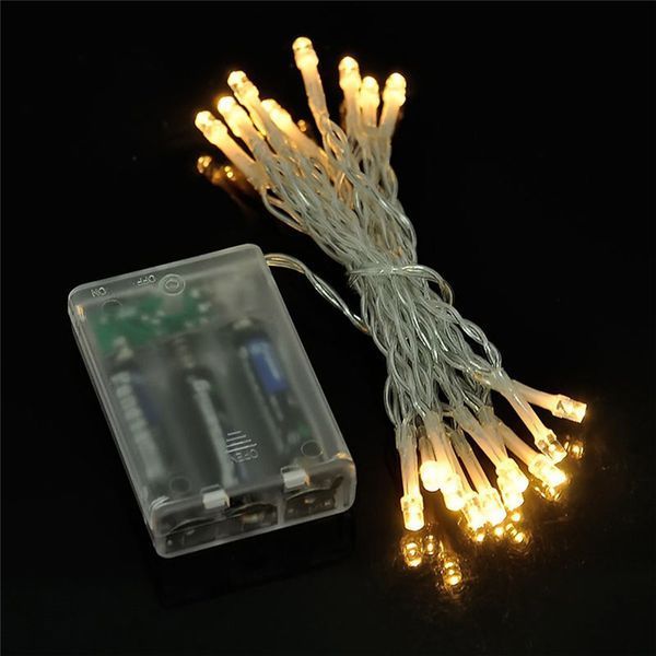 Светодиодная яркая гирлянда на батарейках АА 3 метра теплый белый свет новогодняя гирлянда G03025 фото