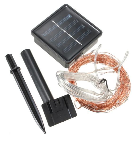 Солнечная уличная гирлянда светодиодная Роса с аккумулятором и LED подсветкой 30м Разноцветная G03001 фото