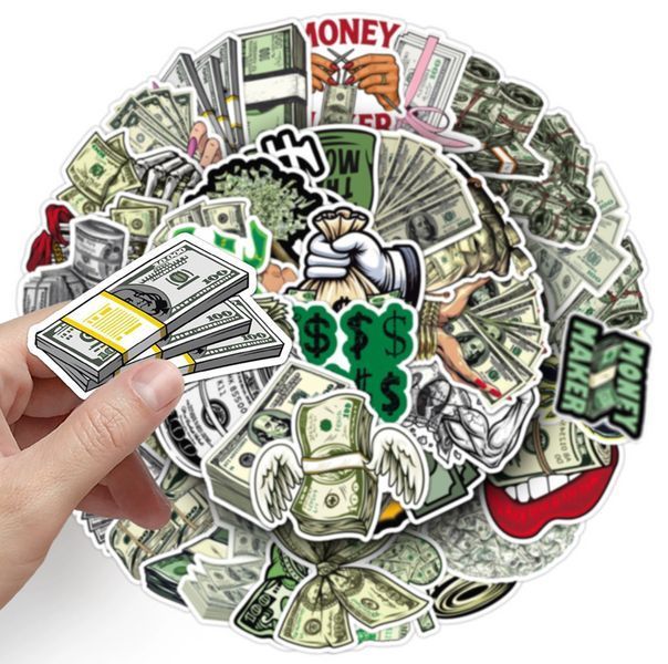 Набір стікерів 50 шт Money Maker Гроші наклейки Долари для ноутбука, телефону, щоденника BG17117 фото