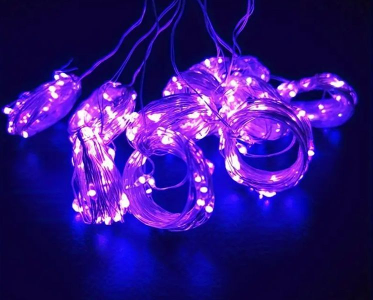 Гирлянда-штора фиолетового света 300 LED 3 на 3 м USB с пультом G03123 фото