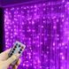 Гирлянда-штора фиолетового света 300 LED 3 на 3 м USB с пультом G03123 фото 3
