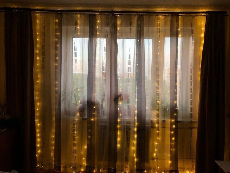Декоративна гірлянда світлодіодна завіса штора 300 LED з пультом 3х3 м Теплий білий G03010 фото