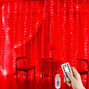 Красная светодиодная штора гирлянда 300 LED с пультом USB водопад 3х3м G03125 фото