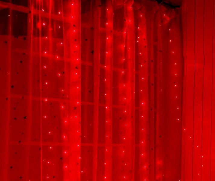 Красная светодиодная штора гирлянда 300 LED с пультом USB водопад 3х3м G03125 фото
