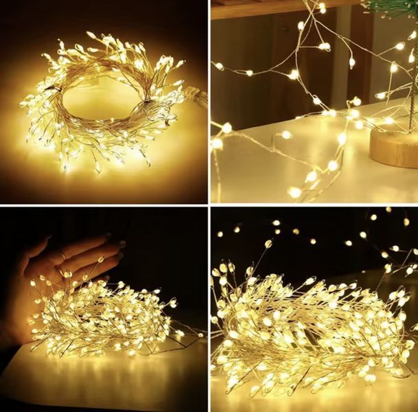 Декоративная гирлянда 900 LED 30 м на медном проводе с тёплым белым светом G03126 фото