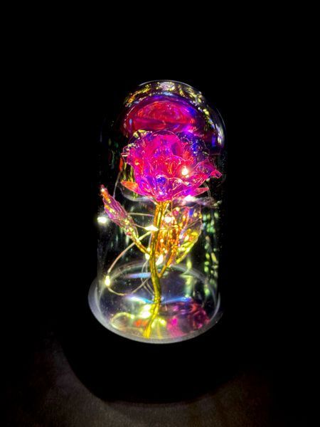 Оригинальный подарок Вечная LED Розовая роза в колбе с подсветкой ночник P13093 фото
