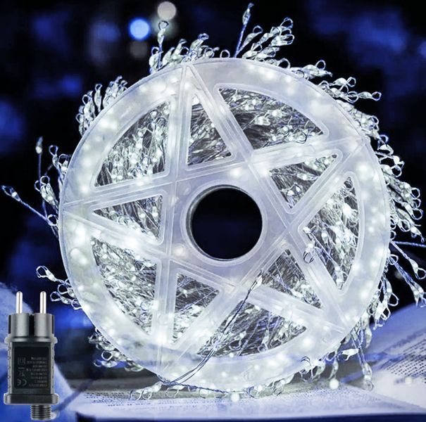 Гірлянда - колючка 30 метрів 900 LED з холодним білим свіченням на мідному дроті G03127 фото