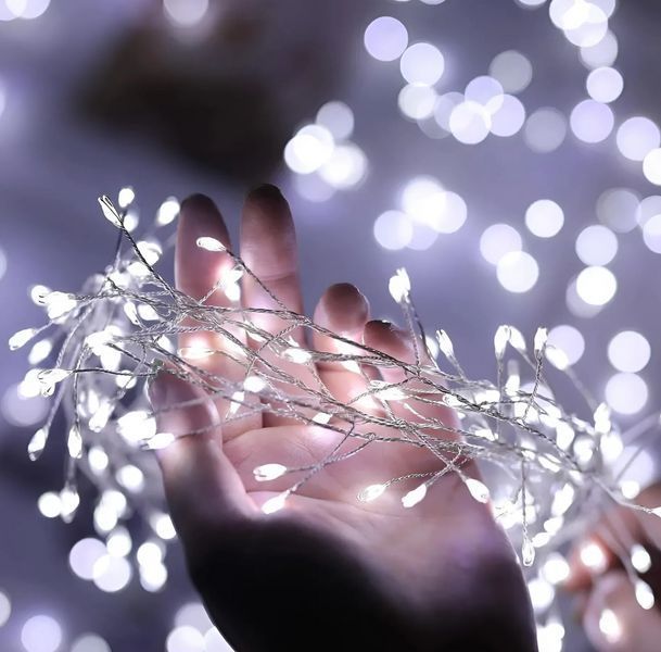 Гірлянда - колючка 30 метрів 900 LED з холодним білим свіченням на мідному дроті G03127 фото