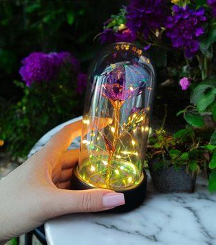 Вечная LED-розочка в прозрачной колбе с теплым светом ночник и декор P13027 фото