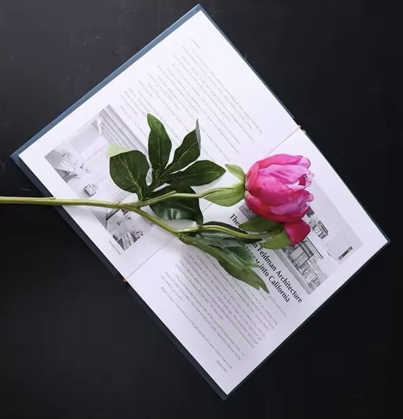 Декоративна штучна півонія рожевого кольору для стильного інтер'єру P13055 фото