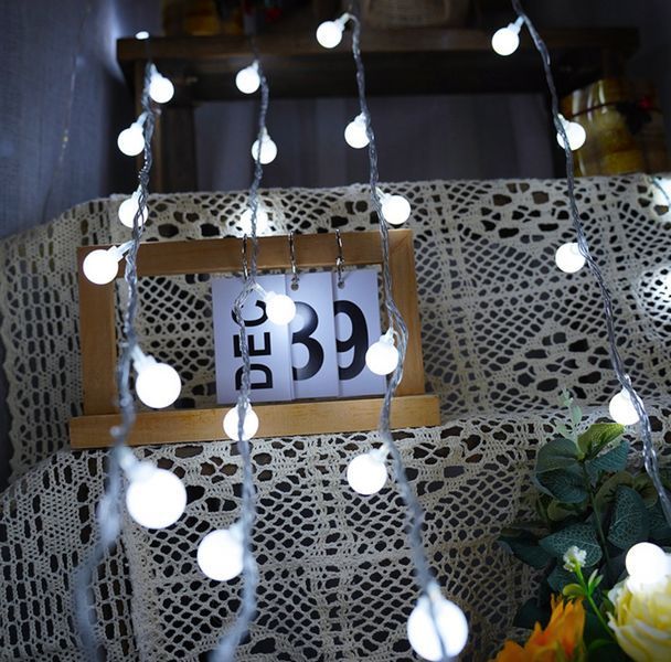 Гирлянда светодиодная шарики 6 метров USB теплый свет LED G03088 фото