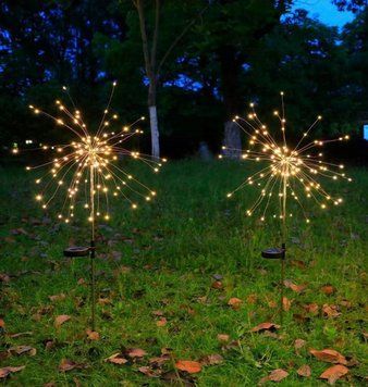 Садовые светодиодные гирлянды фейерверк 150 LED на солнечной батарее 2 шт теплое свечение G03110A фото