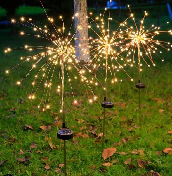 Садовые светодиодные гирлянды фейерверк 150 LED на солнечной батарее 2 шт теплое свечение G03110A фото