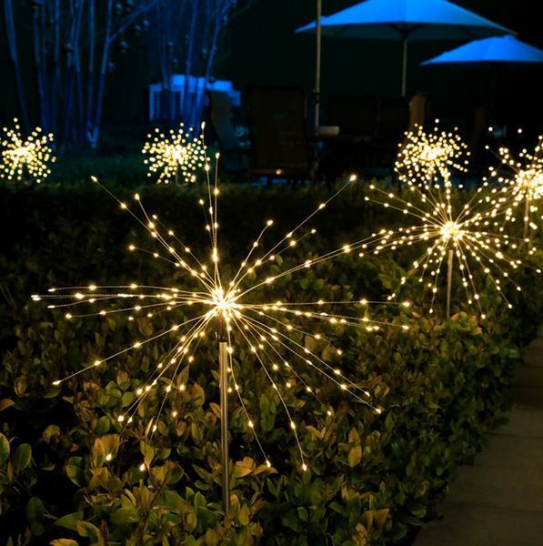 Садовые светодиодные гирлянды фейерверк 150 LED на солнечной батарее 2 шт теплое свечение G03110A фото