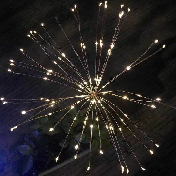 Садовые светодиодные гирлянды фейерверк 150 LED на солнечной батарее 2 шт теплое свечение G03110A фото