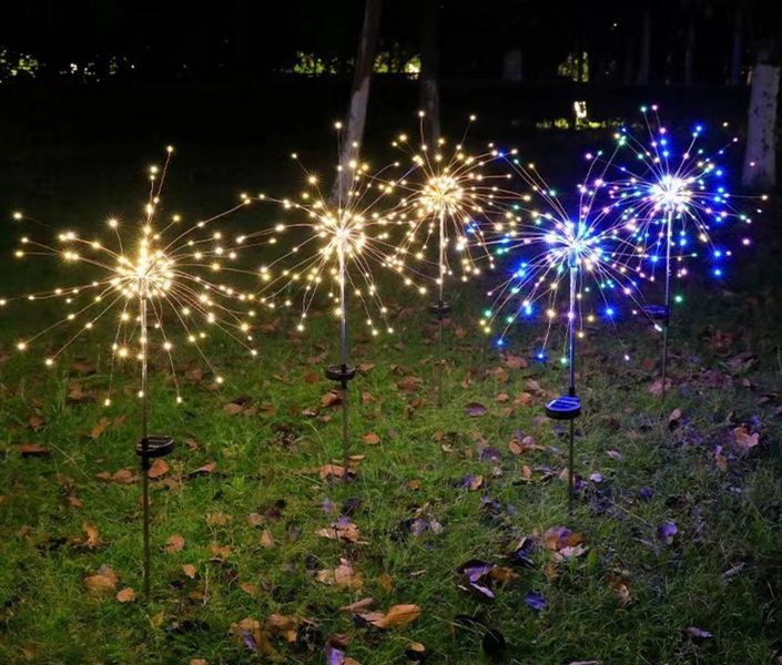 Садовые светодиодные гирлянды фейерверк 150 LED на солнечной батарее 2 шт теплое свечение G03110A фото